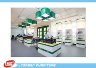 Moda biały zielony drewniane stojaki do narzędzi, MDF Retail Store Fixtures